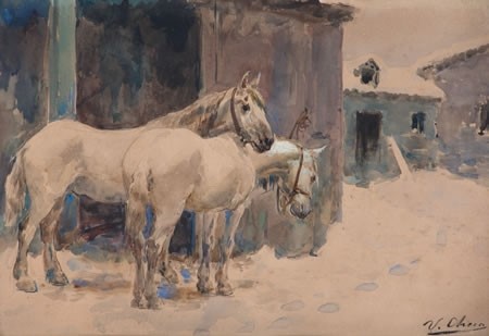 Dos caballos en la nieve